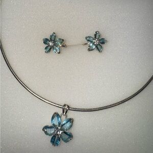 Nina Ricci Blue Necklace & earring set, vintage Avon